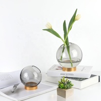 Vase en verre hydroponique doré, vase de style nordique avec bord métallique doré, décoration douce pour la maison, vente en gros, livraison directe