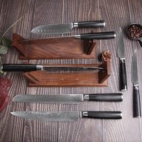 Meilleure vente VG10 67 couches damas 8 pouces couteau de Chef noir G10 couteau à trancher le pain ensemble de couteaux de cuisine 8 pièces