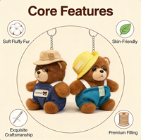 Porte-clés Ours en Peluche Mignon avec Lunettes, Tenue Personnalisée, Breloque de Sac en Peluche Douce, Pendentif Ours en Peluche pour Sac à Dos, Décoration de Sac, Cadeau