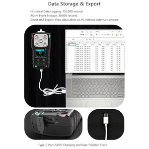 Détecteur de fuite de gaz SF6 <span class=keywords><strong>portable</strong></span>, analyseur de détection d'hydrogène sulfureux (H2S) et d'oxygène, avec alarme et mesure de la température et de l'humidité - Product Image 4