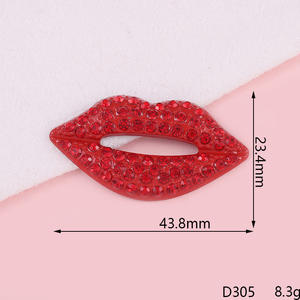 창의적인 발렌타인데이 선물 핑크 로즈 레드 다이아몬드 립스틱 모양의 합금 장식 DIY 휴대폰 케이스 - Product Image 3