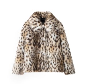 <span class=keywords><strong>KP</strong></span>&ZA Damen Winter Neuheit Langarm Cropped Kunstpelzjacke mit Geparden-Leopardenmuster Übergröße Schlanke Strickjacke mit Einzelknopf - Product Image 4