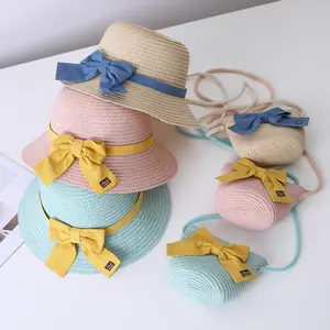 Nuevo sombrero para niños, sombrero de sombrilla para bebé de primavera y verano para niñas, sombrero de malla de princesa, sombrero de paja de ala grande, protector solar