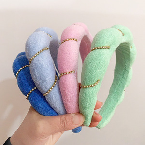 चमक Bling मोड़ कोई पर्ची स्पा स्पंज क्रिस्टल गद्देदार हेडबैंड झोंके चेहरा धोने के लिए मेकअप हटाने Hairband हेडबैंड - Product Image 2