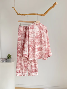 Benutzer definierte reguläre bestickte Satin Pyjamas Set 2 Stück Damen Seide Luxus Blank Pyjamas Damen Nachtwäsche <span class=keywords><strong>Sets</strong></span> Nachthemd für Frauen - Product Image 5