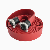 Tuyau d'incendie en caoutchouc Nitrile Layflat Dia1.5 "20M W.P.20BAR rouge en aluminium noir enduit Machino couplage anneau en