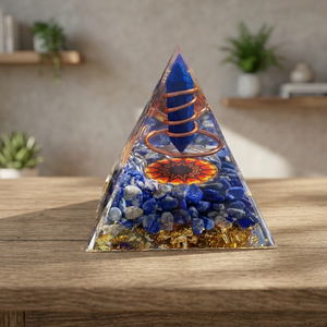 Pirámide de Orgonita de Lapislázuli con Siete Piedras de Chakra, Regalo de Sanación Feng Shui - Product Image 3