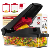 Hachoir à Aliments Multifonctionnel 14-en-1 en Acier Inoxydable OEM/ODM, Nouveau Coupe-Légumes et Dés de Cuisine avec Récipient