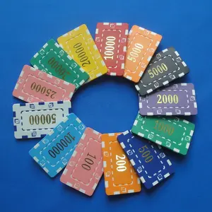 Placa de póker de color rectangular, juego de diseño de dados, 29g, impresión personalizada de valor de oro de fábrica profesional para juego, venta al por mayor