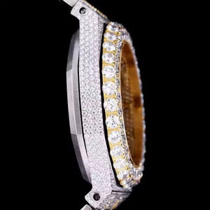 Montre de plongée en quartz de luxe personnalisée, style unisexe, mode, moissanite VVS, bracelet en acier inoxydable, étanche à 100 bars - Product Image 6