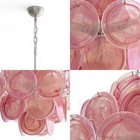 Lustre LED en cristal style Murano rose pour salon, installation sur mesure, OEM/ODM, suspension disque Ellie de haute qualité