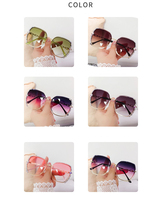 Gafas de Sol de oro rosa para mujer con incrustaciones de diamantes de montura grande Metal sin marco con malla de borde cortado Estilo de personalidad de marea roja