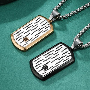 Pendentif insigne militaire biseauté 3D de la <span class=keywords><strong>série</strong></span> Water Ripple Collier pendentif en acier au titane pour hommes - Product Image 2