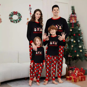 Tenue de <span class=keywords><strong>Noël</strong></span> Parent-Enfant : <span class=keywords><strong>Ensemble</strong></span> <span class=keywords><strong>Mère</strong></span>-Fille Manches Longues en Polyester, Touche Sophistiquée, Nouveau Style Automne, Père <span class=keywords><strong>Noël</strong></span> et Bonhomme de Neige - Product Image 1