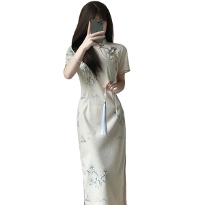 Robe Qipao Rétro et Élégante pour Jeune Fille, Style Amélioré, Cheongsam Long, <span class=keywords><strong>Robes</strong></span> Traditionnelles <span class=keywords><strong>Chinoises</strong></span> <span class=keywords><strong>Modernes</strong></span> en Polyester - Product Image 1
