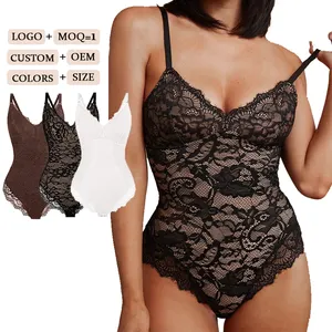 HEXIN High Quality Women Lace Bodysuit Shapewear Abdominal Compression V Neck Body Shaper Shapewear For Women