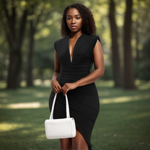 C0702TA11 New Arrival Elegant Deep V Pleated Bodycon Irregular <strong>Tulip</strong> <strong>Dress</strong> Women Fashion - Product Image 3