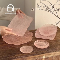 Creatieve roze gletsjer fruitborden restaurant hotel bruiloft onregelmatige serveerschaal rond vierkant dessertbord