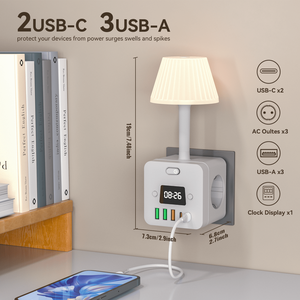 <span class=keywords><strong>Presa</strong></span> Multipla <span class=keywords><strong>con</strong></span> <span class=keywords><strong>Orologio</strong></span> e Hub USB Portatile <span class=keywords><strong>con</strong></span> Lampada, Spina EU, Vendita Diretta dalla Fabbrica - Product Image 6