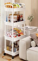 Étagère de Rangement Mobile Multi-Niveaux pour Cuisine, Salle de Bain, Chevet, Chambre et Salon - Chariot Portable en Plastique