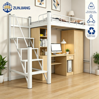 Lit mezzanine au design moderne avec bureau, armoire et bibliothèque - Meubles de dortoir scolaire à vendre