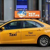 Écran LED publicitaire programmable double face P2.5 P3.33 P5 960x320mm pour taxi, affichage extérieur sur le toit du véhicule pour la publicité