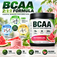 Poudre de BCAA en marque blanche OEM pour adultes 300g 10,5 oz Pastèque Soutien Musculaire et Récupération Post-Entraînement Végétalien HALAL GMP