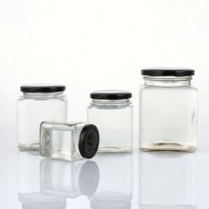 Frascos de Vidrio Transparentes Cuadrados Vacíos de 280 ml y 500 ml con Tapa Metálica para Almacenamiento de Alimentos, Alimentos para Bebés y Mascotas, Galletas - Product Image 2