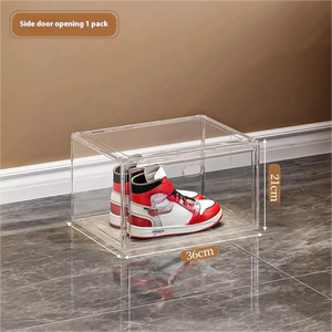 Boîte à chaussures pliable en plastique PP transparent, anti-poussière, gain de place, organisateur de rangement, fixation murale magnétique, modèle tendance - Product Image 4