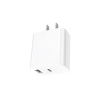 Chargeur rapide USB-A+C GaN 25W PD 3.0 standard US avec protection contre les surcharges/surchauffes, ignifuge pour ordinateur portable et écouteurs