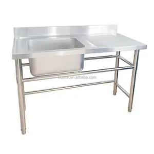 Eusink Hot Sale High Quality Commercial Stainless Steel Sink With Drain Board Work Table Sink