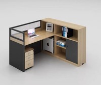 Bureau de travail en L moderne et convertible en bois pour 3 personnes avec cloison, mobilier de bureau incurvé en gros
