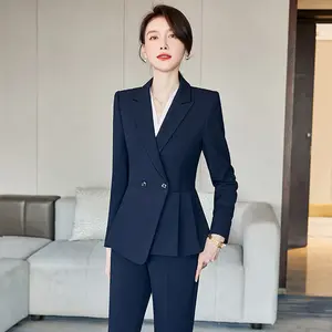 2022 Kustom Slim Fit Blazer Set untuk Wanita Trajes De Vestir Para Mujer Setelan Jas Bisnis Jaket