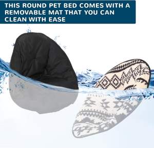 Silla de perro ajustable plegable de 2 piezas, funda de cojín de felpa reemplazable, silla elevada para mascotas, juego de cama - Product Image 6