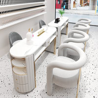 Ensemble table et chaise de manucure personnalisable en marbre, style luxe léger, résistant aux taches, haut de gamme, écologique