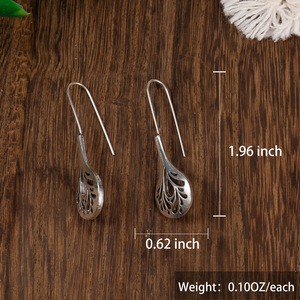 Orecchini Pendenti a Foglia Traforata per Donna, Gioielli Vintage Minimalisti alla Moda - Product Image 4