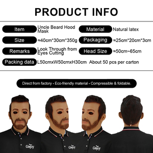 Masque en latex visage de père-in-law barbu, accessoire amusant pour Halloween, fête costumée, jeu de rôle, mascarade, personnalisable - Product Image 2