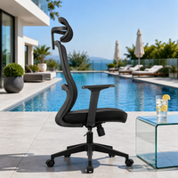 Chaise de bureau ergonomique à dossier haut en maille avec appui-tête réglable, design contemporain pour la maison, le bureau ou le salon, base pivotante, hauteur réglable