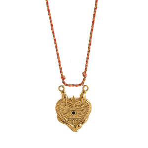 Collar con Colgante de Carta del Tarot Corazón de Fruta Vintage - Ojo de la Muerte de Acero Inoxidable - Bañado en Oro de 18K - Diseño Único para Fiestas - Product Image 6
