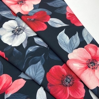 Tela Crepé Koshibo de Poliéster 100% con Estampado Digital, Diseño Floral Personalizado, Tejido de 125 g/m² para Vestidos y Ropa
