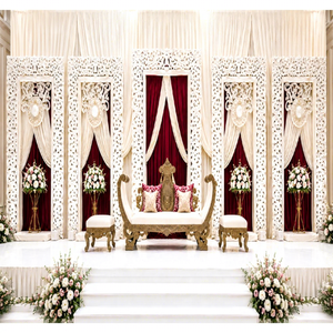 Elegantes Telones de Fondo con Marco de Fibra para Bodas y Recepciones, Escenario de Boda Premium con Paneles Decorativos Tallados - Product Image 1