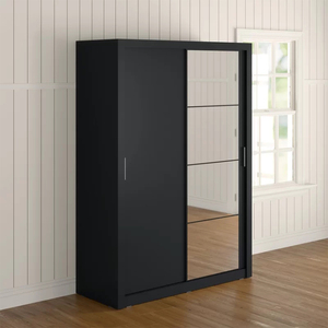 New Design <strong>Furniture</strong> Mirrored <strong>Bedroom</strong> Set <strong>Black</strong> Storage Sliding Wardrobe High <strong>Gloss</strong> Wood <strong>Bedroom</strong> - Product Image 4
