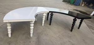 Muebles de Hotel al por Mayor, Mesa Redonda para Eventos y Banquetes con Base de Hierro Blanco y Tapa de Vidrio Negro para Salón de Bodas - Product Image 4