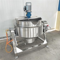 Nouvelle cuve chauffante inclinée en acier avec enveloppe vapeur pour le mélange de sauces alimentaires, la cuisson de viandes, la marinade de pieds de porc, et la préparation de produits alimentaires agricoles, avec moteur