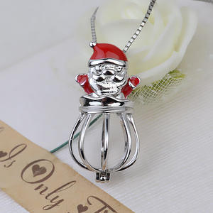 จี้สร้อยคอเงินแท้ S925 รูปซานตาคลอส สำหรับงาน DIY เครื่องประดับแฟชั่น พร้อมฐานใส่ไข่มุกแบบไม่มีตา 8-11 มม. รุ่น 2836 - Product Image 1