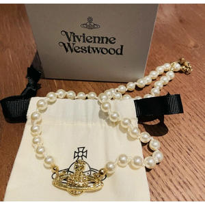 Collier de luxe Empress Dowager Vivienne Cyber Classic avec diamants et perles légères, chaîne de clavicule en satin, pendentif haute couture pour femme - Product Image 5