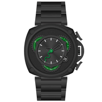 Personnalisez votre propre montre chronographe carrée pour homme avec logo de marque, design spécial, boîtier et bracelet entièrement en acier inoxydable 316L, mouvement japonais, 10 BAR WR 5350M
