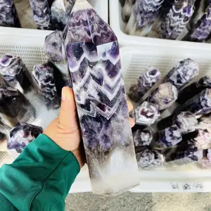 Wholesale natural crystal dream amethyst point towers wand obelisk for home Decoration