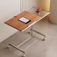 Bureau d'ordinateur Mobile en bois massif avec roues chariot en acier inoxydable bureau ascenseur feuille support à musique chambre étude Table de chevet