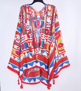 Wehello Africa Robe en soie pour femme, style cardigan, à manches chauve-souris, style bohème, sexy, pour cocktail et vacances, décontractée, élégante et douce - Product Image 3